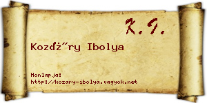 Kozáry Ibolya névjegykártya